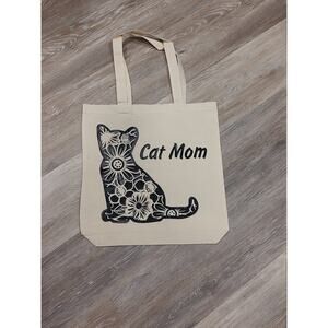 Cat mom tote bag, library bag, cat lover gift